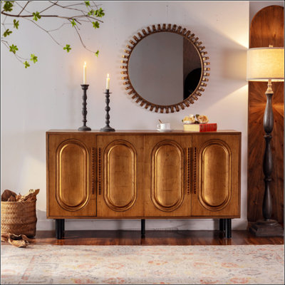 Sideboard Buffet Cabinet With Ample Storage, Wood Kitchen Cabinet Featuring Adjustable Shelf, Handleless Console Table For Dining Room And Modern Entr
