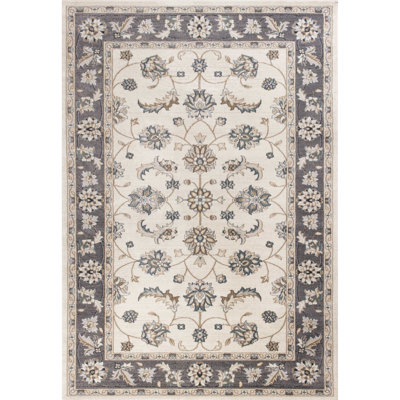 Tapis floral gris et ivoire Ajoni