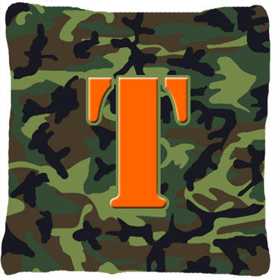 Monogramme initiale Camo intérieur/extérieur Throw Pillow