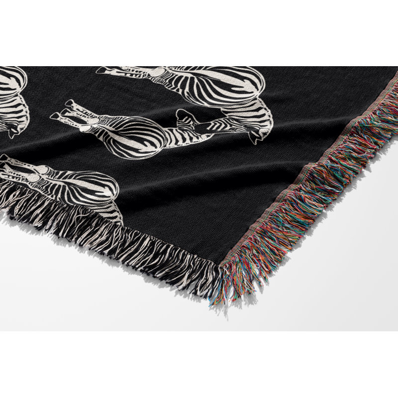 Jeté en mélange de coton Ziggy Zebra, L 70 po x l 50 po, Noir / blanc cassé