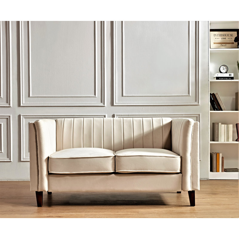 Causeuse en velours Alicia, Velours beige