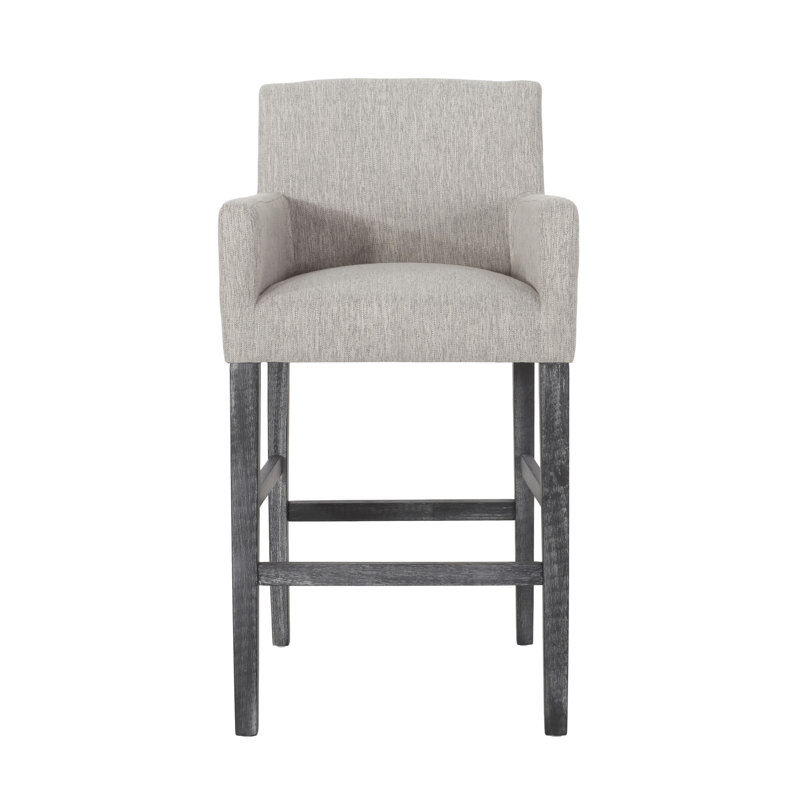  Tabouret de comptoir rembourré de 30,5 pouces avec accoudoirs et base en H gris clair, Gris clair
