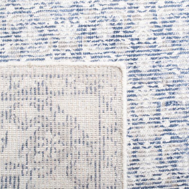 Tapis oriental bleu en laine / viscose tissé à la main Restoration, Rectangle 3 pi x 5 pi