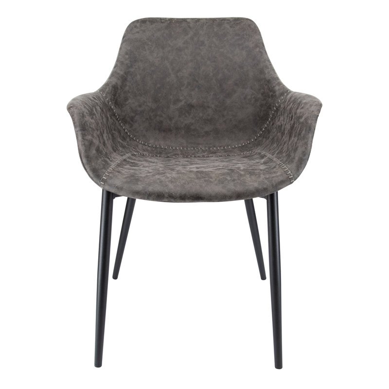 Chaise de salle à manger en cuir avec pieds d'appoint en fer thermolaqué Haglund, Ensemble de 4, Bleu paon
