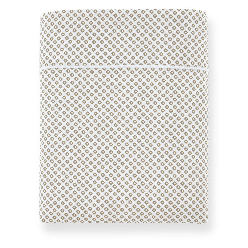 Emma 300 Thread Count Geometric 100% Cotton Flat Sheet, Full/Queen Flat Sheet, Linen