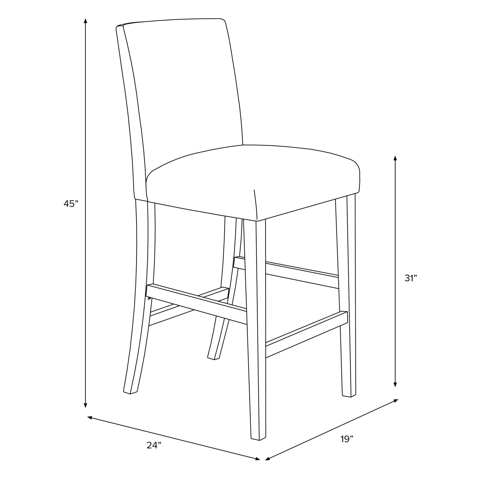 Sylva Bar Stool, Bar Stool (31” Seat Height), Espresso, Vine Stripe Dusty Blue