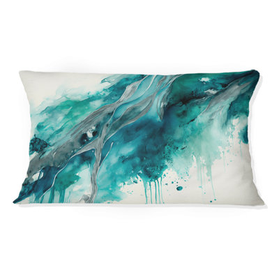 Coussin décoratif imprimé impressions abstraites des vagues de turquoise III