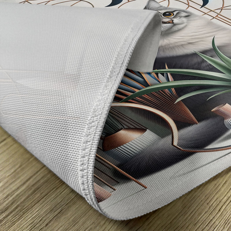 Polyester Grey Green Pale Rust Rectangle Placemat