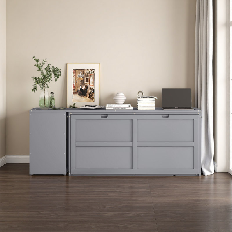 Grand lit escamotable avec bureau rotatif, Gris