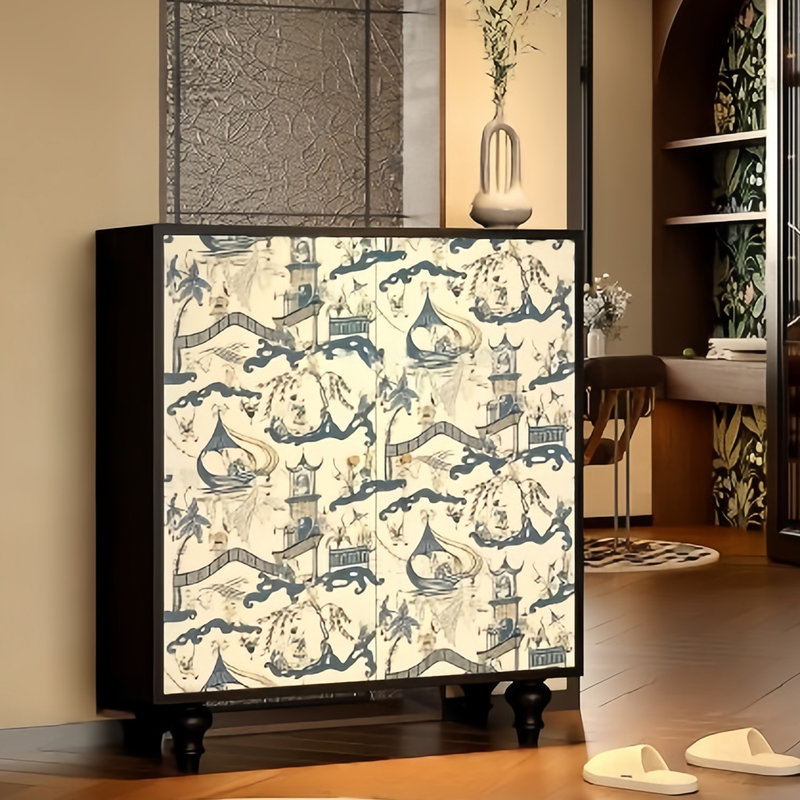 Armoire à chaussures en bois massif style rétro français 16 paires