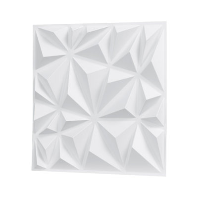 3D Wall Panels, 33-Pack 11.81 X 11.81 In PVC Modern Art Minimalist Diamond Tiles, 32 Sq.Ft Coverage Accent Wall Panel, Interior Home Decor For Ceiling, Bedroom, Living And Gaming Room, Matte White