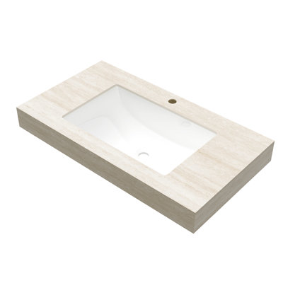 Vasque en céramique encastrée et en pierre frittée de 91 cm (36 po), résistant aux égratignures, idéal pour les meubles-lavabos et plus encore.
