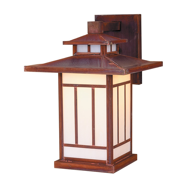 Kennebec 1 - Light Outdoor Wall Lantern, 17.5" H x 12.25" W x 13" D, Raw Copper, Amber Mica