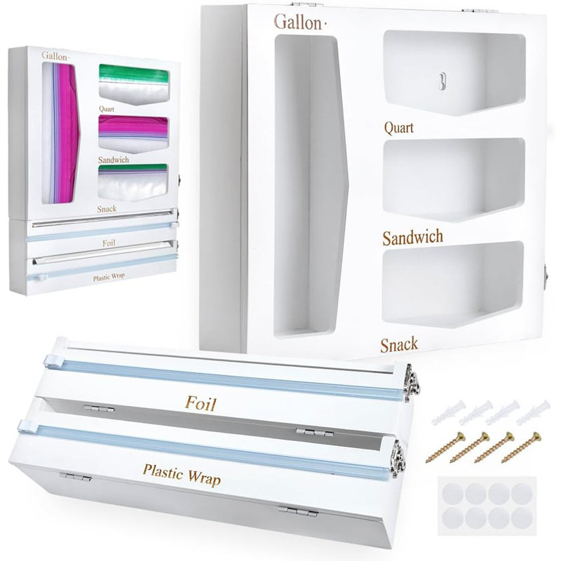 Organisateur de sac de rangement, distributeur de papier d'aluminium et de plastique avec ...