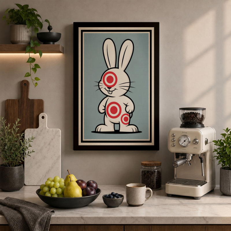 Graphic Rabbit Retro - Wrapped Canvas, 24x16 - 61.0 x 40.6 cm, Sage Border