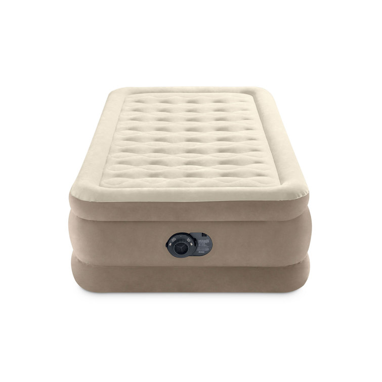 Intex Ultra Plush Fiber Tech Airbed Mattress with Built in Pump
