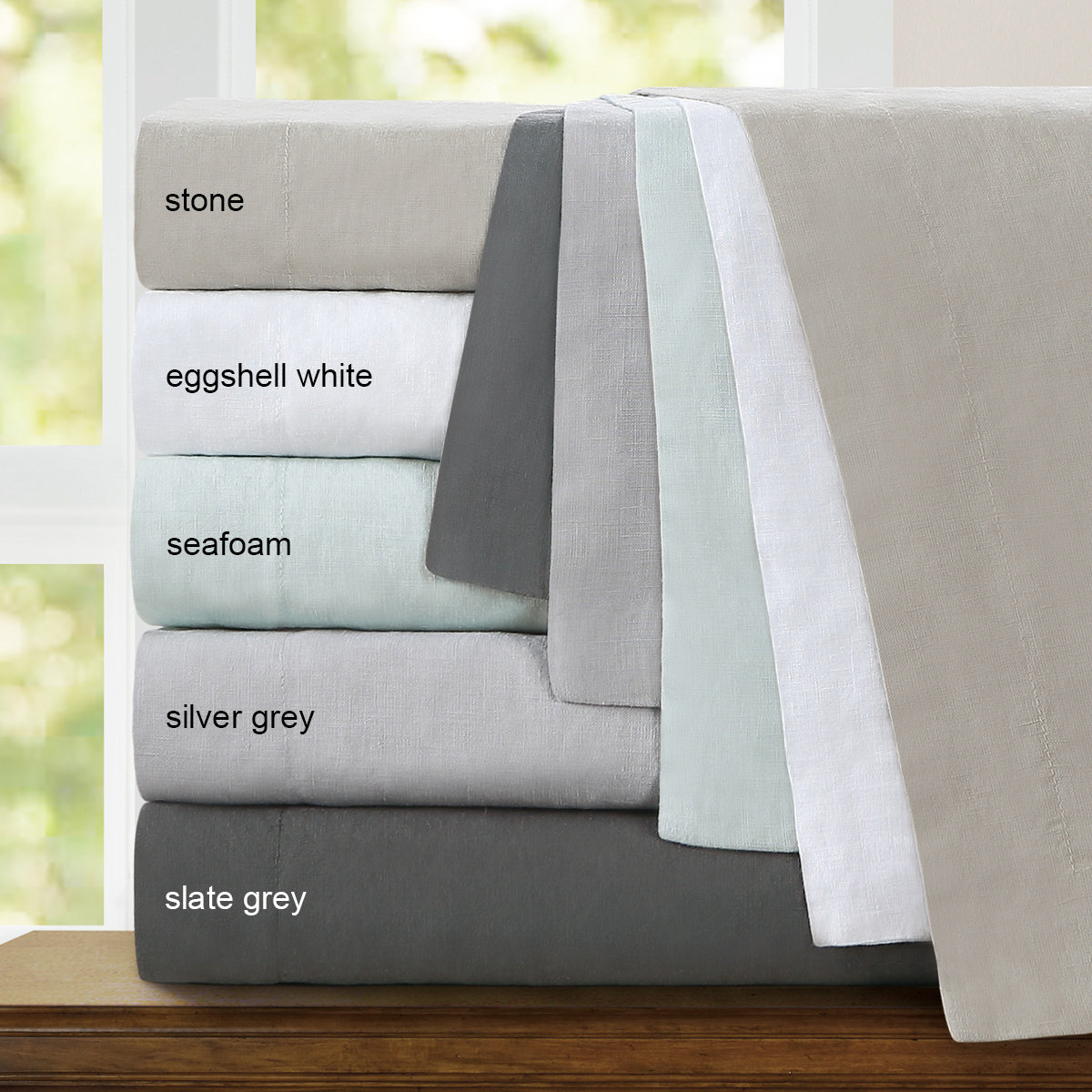 Washed Belgian Linen Fringed Pillow Cover, Stone