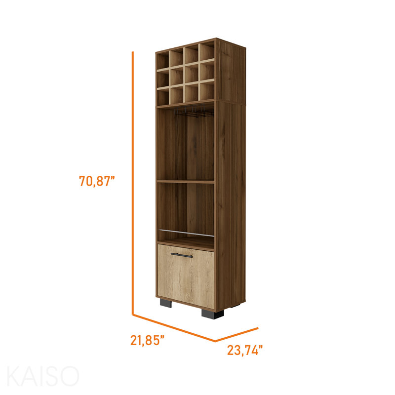 12-Bottle 2-Shelf 1-Drawer Bar Cabinet