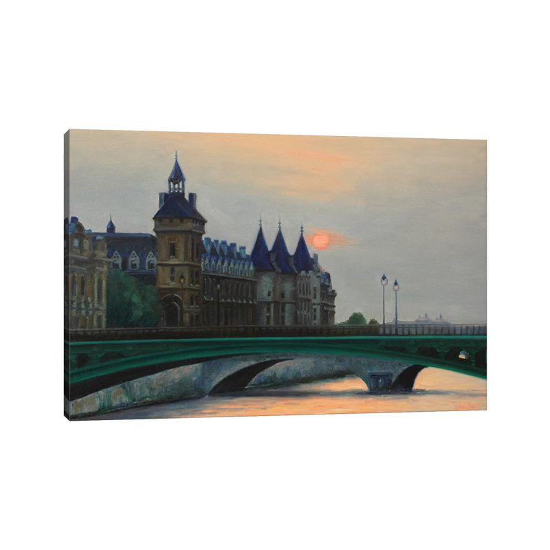 Paris Sunset And The Conciergerie by Nick Savides - Print on Canvas, Wrapped Canvas, 20.32 cm H x 30.48 cm W