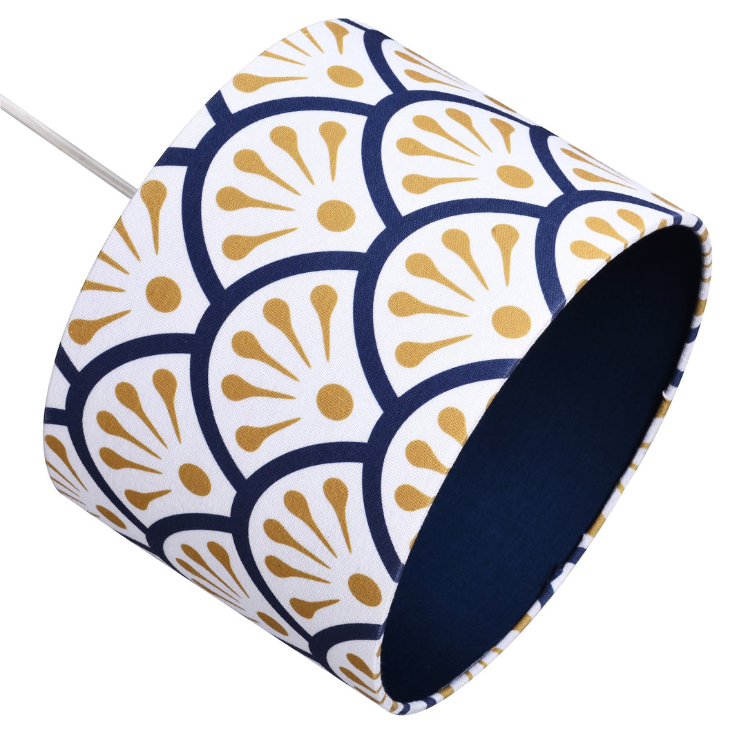 18cm H Cotton Blend Drum Lamp Shade ( Screw On ) in Navy