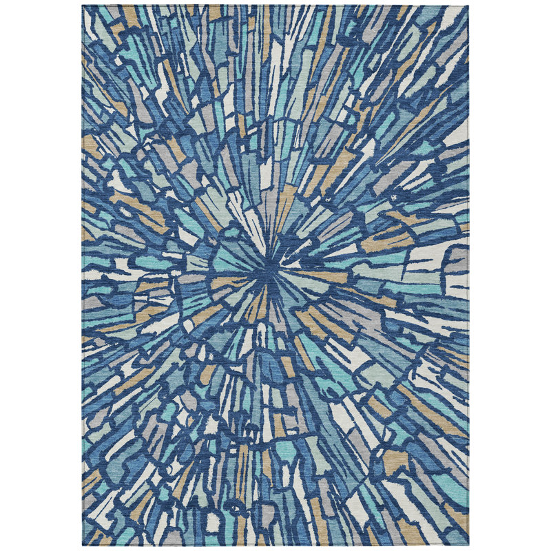 Machine Washable Indoor/Outdoor Chantille ACN2514 Modern Rug, Rectangle 8' x 10', Navy