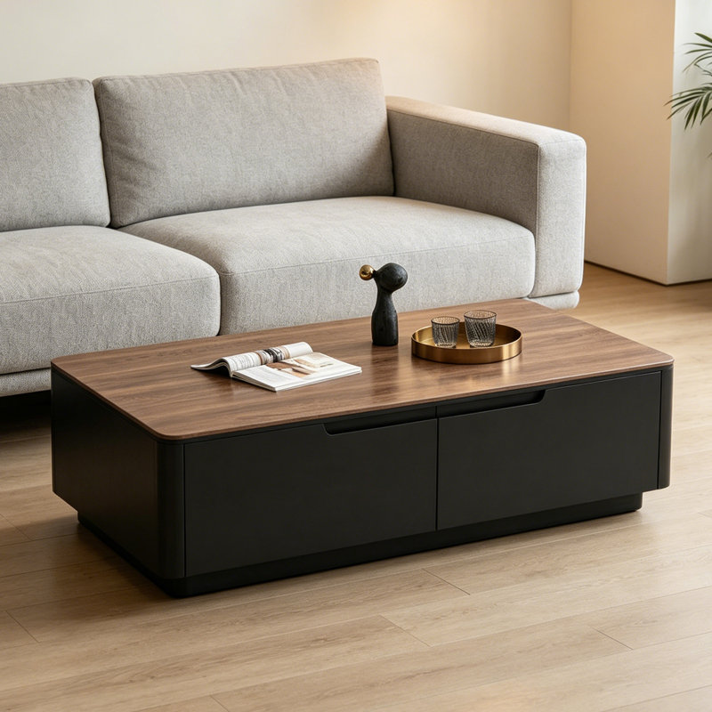 Table basse moderne en pierre, 16.9" H x 59.1" L x 31.5" W, Noir