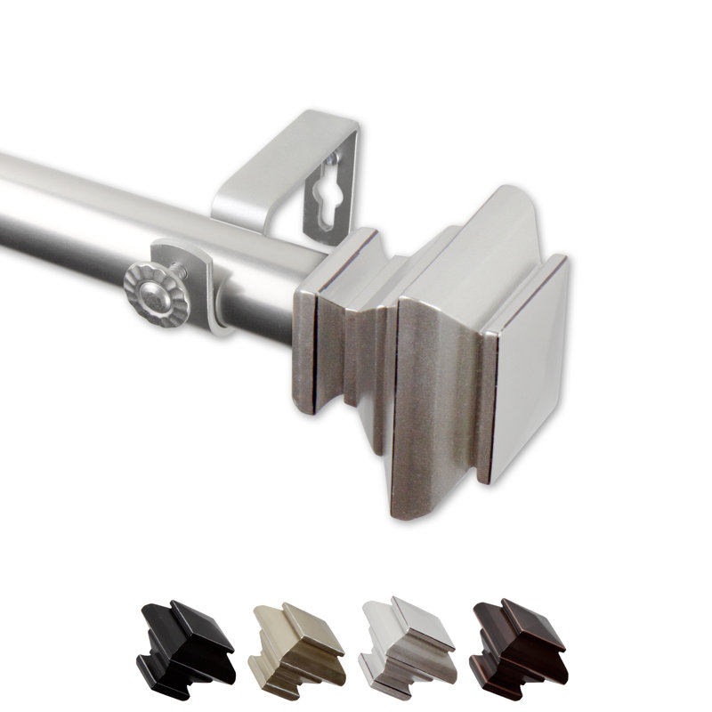 Fern 1" Single Curtain Rod, Satin Nickel, 66" – 120"