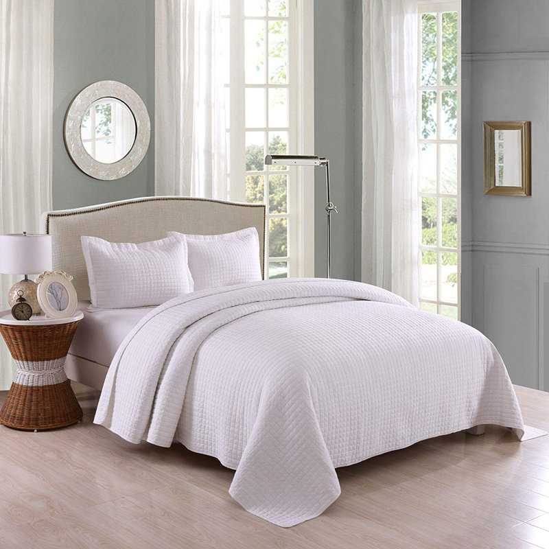 Ensemble de courtepointe réversible WhiteCT, Grand lit, Blanc