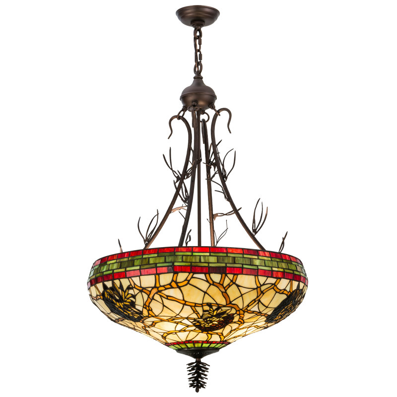 Luminaire suspendu bol unique à 4 lumières Pinecone, Bronze acajou