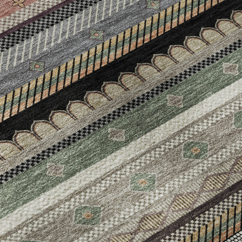 Premium Machine Washable Mayfield  Striped Rug, Khaki, 2'6" x 3'10"