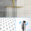 Système de douche carré de 16 pouces - Double tête dorée avec installation facile et fonction de fixation au plafond-127368539
