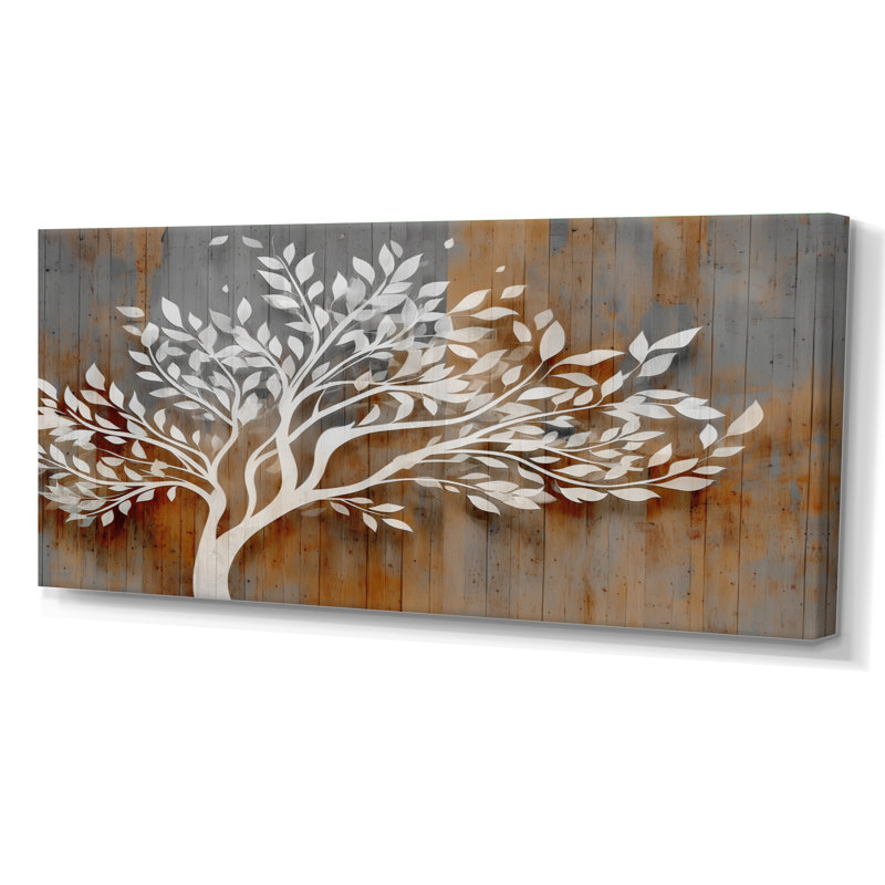 «White Tree of Life On Wood - Tree of Life», impression sur toile spirituelle blanche, H 28 po x l 60 po, Toile tendue