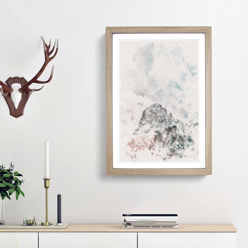 Mountain View - Picture Frame Painting Print, 33cm H x 24cm W x 2cm D, Oak Framed