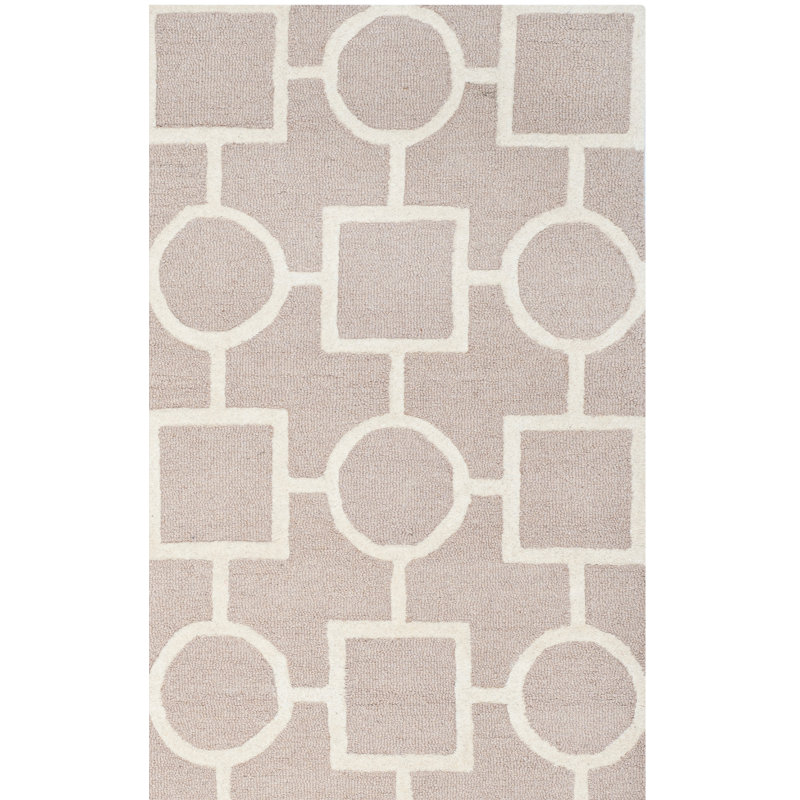 Deedgra Hand Tufted Wool Geometric Rug, Rectangle 3' x 5'