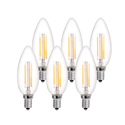 Luminus Led Bulb B10 Filament E12 Base 60W Eq, 15000 Hrs, Dimmable, 6 Pack