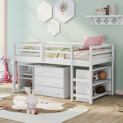 Madeley Loft Bed with Storage Included with Built-in Ladder Included with Desk Included