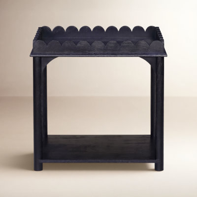Madeline Scalloped Rectangle Side Table Navy Blue