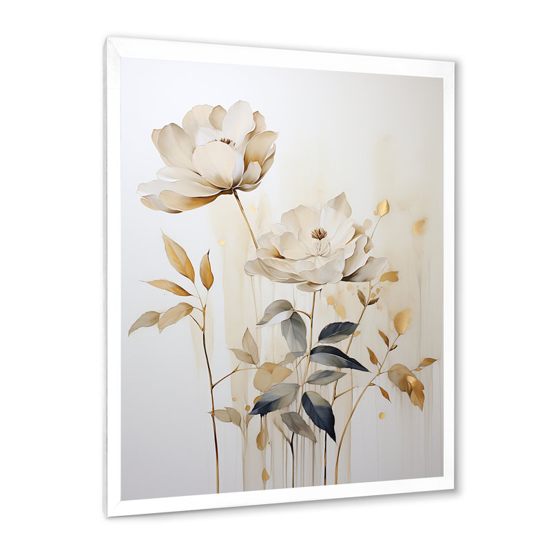 Beige minimalisme botanique sérénité III, reproduction d'art sur toile, Cadre simple blanc, H 20 po x l 12 po x P 1 po