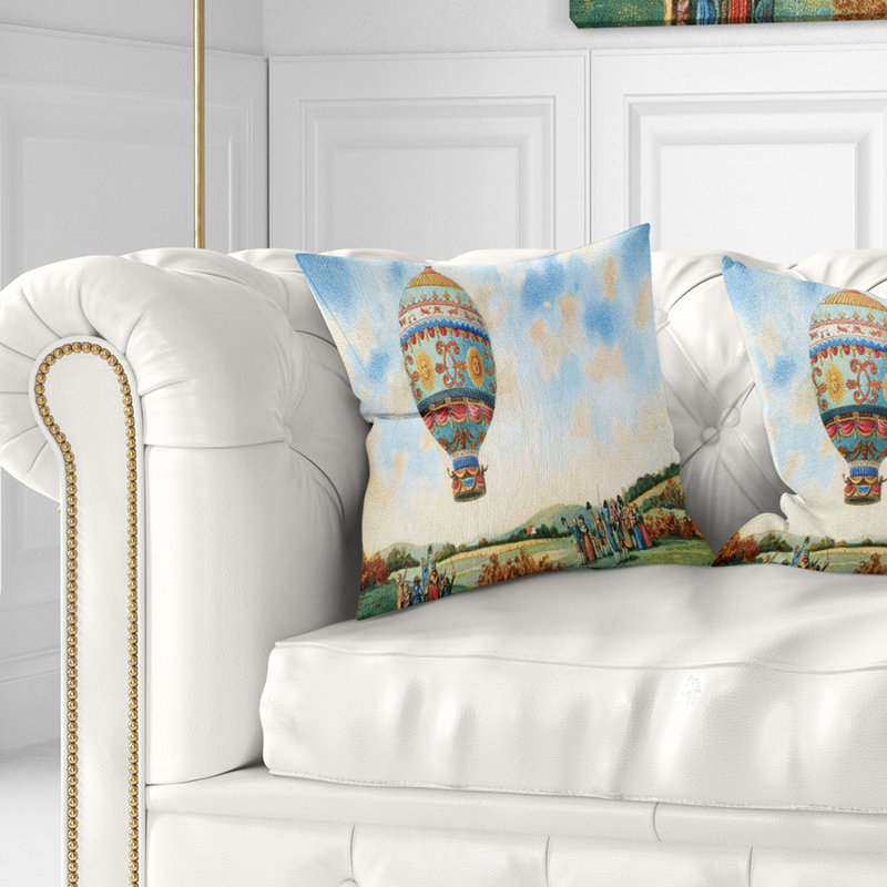 Montgolfière - coussin à imprimé paysage, 16 po x 1 po, Coussin décoratif