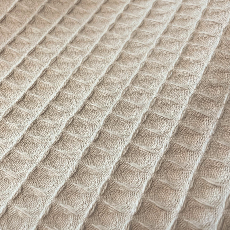 Jaelynn Hotel Waffle Cotton Cushion Cover Set, Taupe, 50cm H x 50cm W x 1cm D
