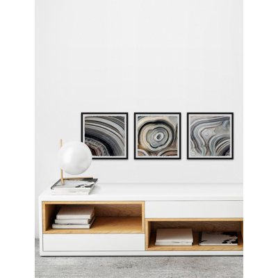 'Beige Swirls Triptych' 3 Piece Framed Graphic Print Set