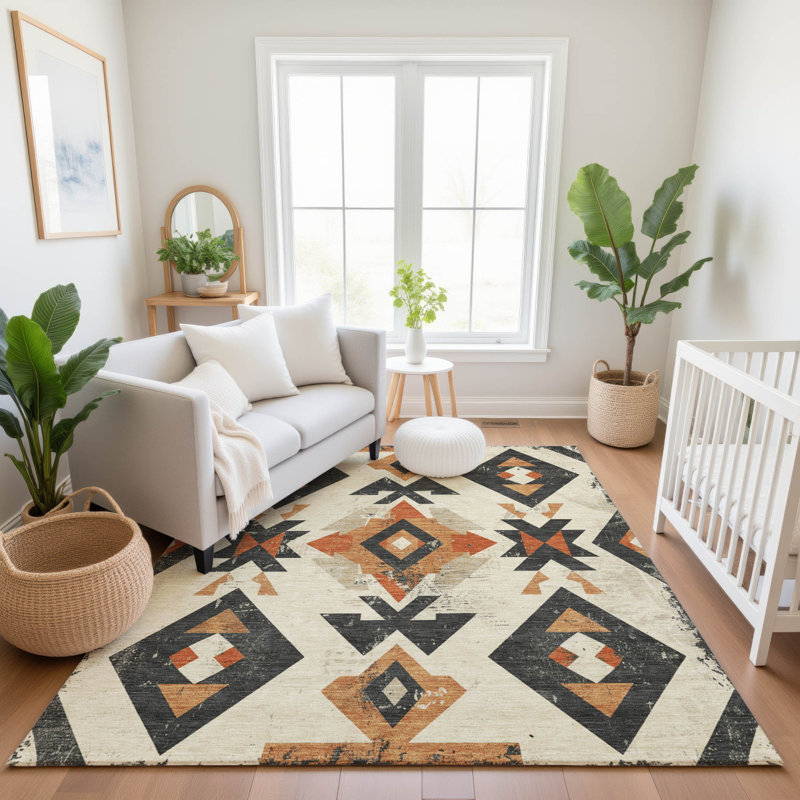 Premium Machine Washable Fairwood AMF1882 Aztec Rug, Rectangle 8' x 10'