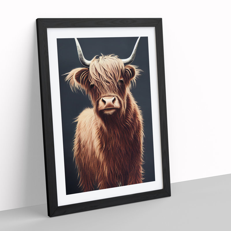 Fantastic Highland Cow - Single Picture Frame Print, Black, 34cm H x 25cm W x 2cm D