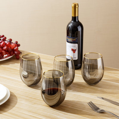 4 Piece 532ml Stemless Wine Glass Set