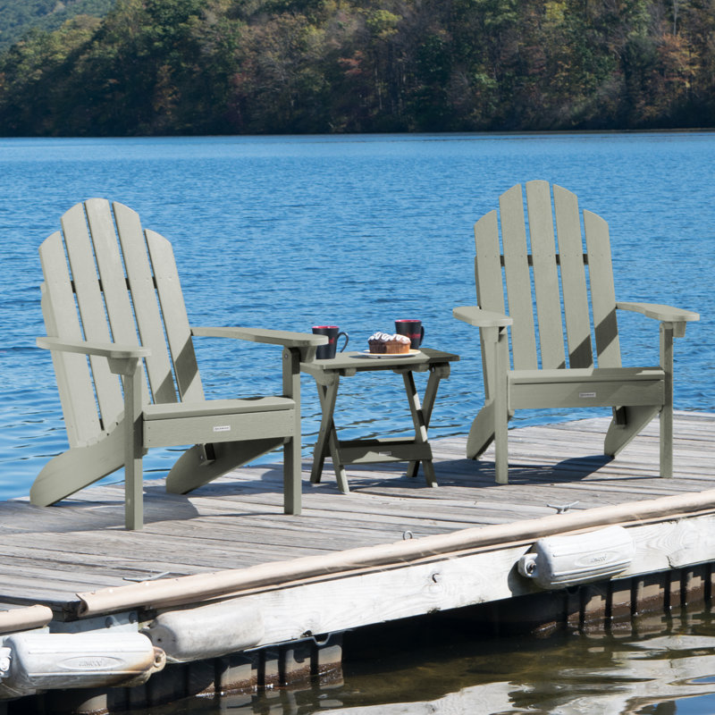 Anette Plastic Adirondack Chair with Table, Eucalyptus
