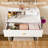 Rectangular Modern Expandable Vanity Set with LED Mirror & Power Station, White-811423636