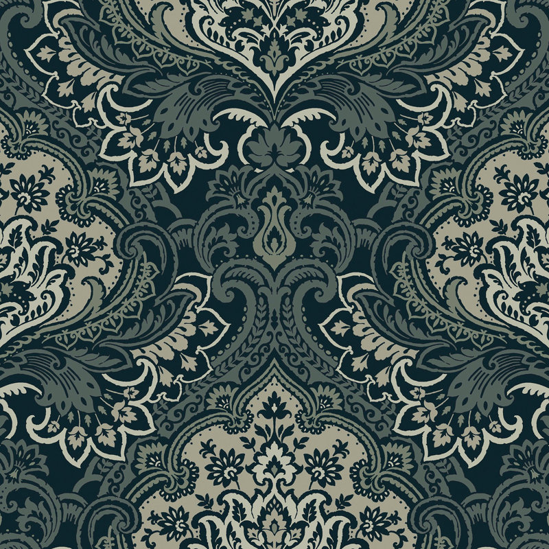 Cecili 8.23m x 68.58cm Matte Wallpaper Roll, Blue