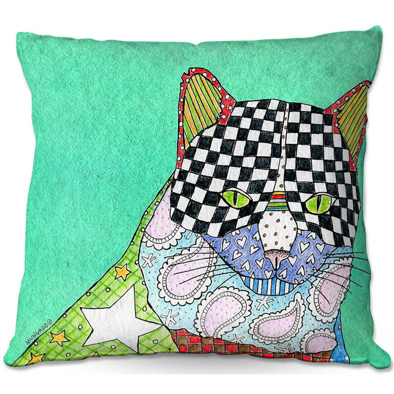  Coussin Couch Cat, 18 po x 18 po, Bleu sarcelle