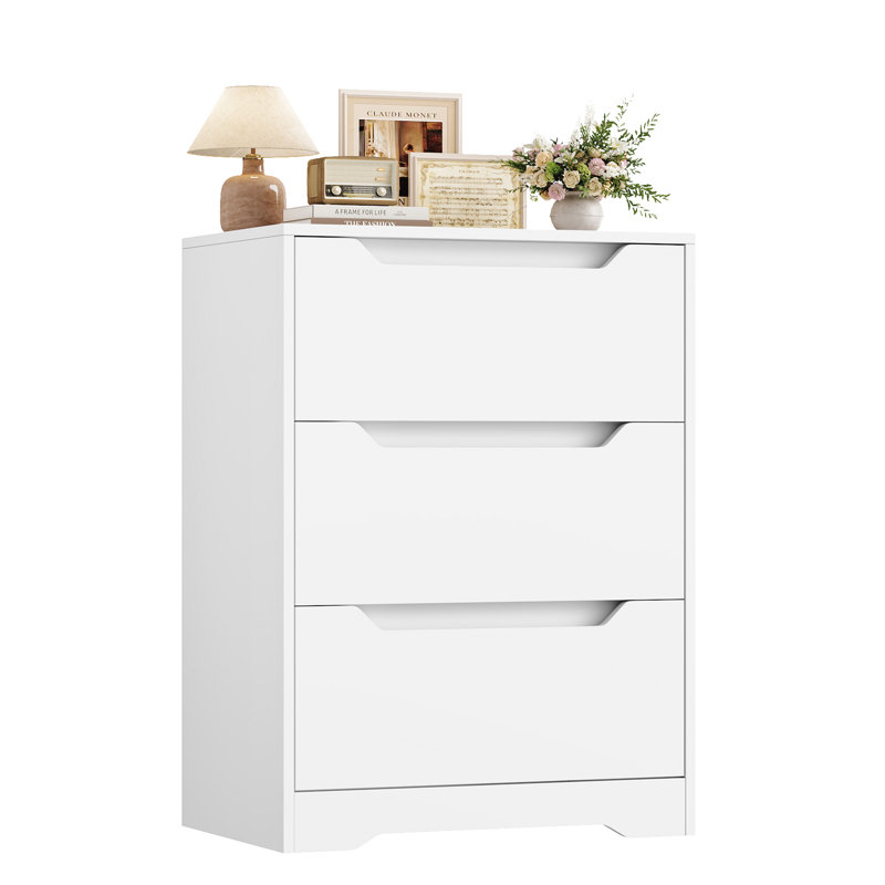 Commode 3 tiroirs Hartsell, Blanc