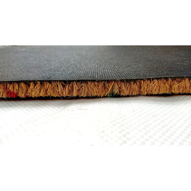 Tapis de porte antidérapant en fibre de coco avec support PVC 18 x 30 cm - Tapis de porte festif en fibre de coco à motif d'emballage cadeau